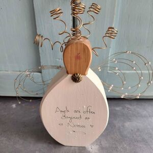 Wooden Home Decor Freestanding Figurine "Angels Are Often Disguised As Nurses"